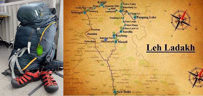 W dużym zarysie planowana trasa podróży, Indie, lipiec 2016 